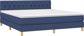 vidaXL Κρεβάτι Boxspring με Στρώμα &amp; LED Μπλε 160x200 εκ. Υφασμάτινο