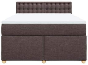 Κρεβάτι Boxspring με Στρώμα Σκούρο Καφέ 140x200 εκ Υφασμάτινο - Καφέ