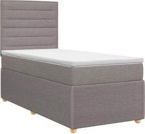 vidaXL Κρεβάτι box spring με στρώμα Taupe 90 x 190 cm Ύφασμα