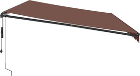 vidaXL Τέντα Πτυσσόμενη Αυτόματη με LED Καφέ 600x350 εκ.