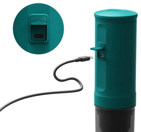 Φορητή μηχανή εσπρέσο Outin Nano Teal, 12/24 V, 7500mAh, 20bar, 80 ml, φόρτιση USB, Αλεσμένο + κάψουλες, Τυρκουάζ