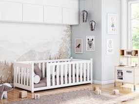 Kρεβάτι Montessori Concept με Κάγκελα 54cm από μασίφ ξύλο White  90×200cm (Δώρο 10% Έκπτωση στο Στρώμα)