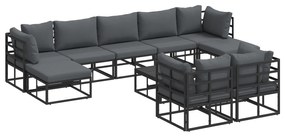 vidaXL Σετ Καναπέ Κήπου 10 pcs Μαύρο 70 x 70 x 32 εκ Αλουμίνιο