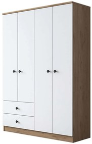 Ντουλάπα Τετράφυλλη 893RAN4544 120x42,5x170cm Oak-White Τετράφυλλη