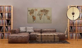 Πίνακας - Map of the World (German language) - triptych 90x60