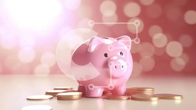 Intra Συλλεκτικό Ξύλινο Παζλ Plywood  4mm - Ροζ κουμπαράς με νομίσματα σε ανοιχτόχρωμη επιφάνεια Σε Ξύλινο Κουτί - Διαστάσεις: 10x10 cm – 25 κομμάτια