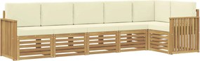 vidaXL Σειρά Καναπέ Εξωτερικού 6 pcs Λευκό και Κρεμ