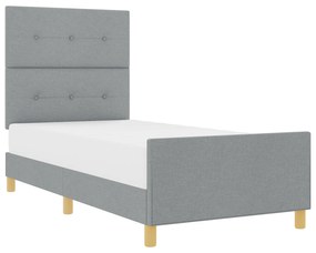vidaXL Κρεβάτι Φωτεινό Γκρι 90x200 εκ Υφασμάτινο
