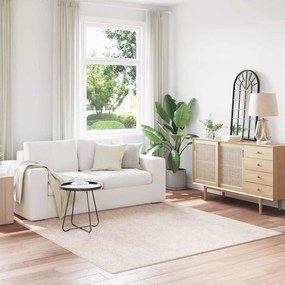 vidaXL Αντιολισθητικό Σαγκί Χαλάκι Κρεμ 200 x 200 cm PP