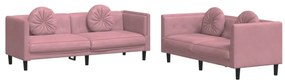 vidaXL Σαλόνι Σετ 2 Τεμαχίων Ροζ από Βελούδο με Μαξιλάρια