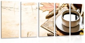 Φλιτζάνι καφέ με εικόνα 5 μερών σε μια πινελιά φθινοπώρου