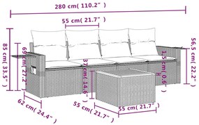vidaXL Σετ Καναπέ Κήπου 5 τεμ. Μπεζ Συνθετικό Ρατάν με Μαξιλάρι
