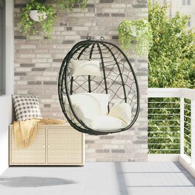 vidaXL Κρεμαστή καρέκλα αυγό Κρεμ λευκό 91,5 x 54,5 x 107 εκ