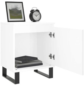 vidaXL Κομοδίνα 2 τεμ. Γυαλ. Λευκά 40x30x50 εκ. από Επεξεργασμένο Ξύλο