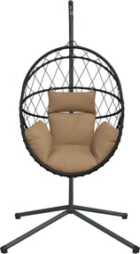 vidaXL Πολυθρόνα Egg Κρεμαστή με Βάση Taupe Συνθ. Ρατάν / Ατσάλι