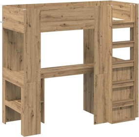 vidaXL Σκελετός κουκέτας με γραφείο με ράφι Artisan Oak 75 x 190 cm