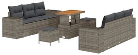 vidaXL Σετ Καναπέ Κήπου με μαξιλάρι 9 pcs Γκρι 90 x 55 x 71 cm
