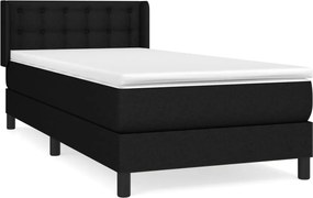 vidaXL Κρεβάτι Boxspring με Στρώμα Μαύρο 100 x 200 εκ. Υφασμάτινο