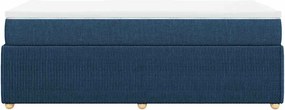 vidaXL Κρεβάτι Boxspring με Στρώμα Μπλε 90x200 εκ.Υφασμάτινο