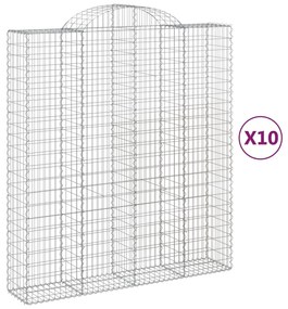 vidaXL Συρματοκιβώτια Τοξωτά 10 τεμ. 200x50x220/240 εκ. Γαλβαν. Ατσάλι