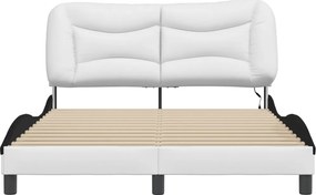 vidaXL Πλαίσιο κρεβατιού με LED χωρίς στρώμα Hvar Λευκό/Μαύρο 140x200εκ.
