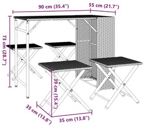 Σετ Τραπεζαρίας Κήπου Πτυσ. 5 Τεμαχίων Μπεζ από Συνθ. Ρατάν  - Μπεζ