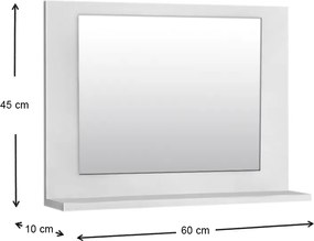 Καθρέφτης μπάνιου Devlin Megapap χρώμα λευκό 60x10x45εκ.