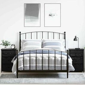 vidaXL Κομοδίνο 2 τμχ. Μαύρη Οξυά 40 x 36 x 60 εκ