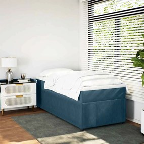 vidaXL Κρεβάτι Boxspring με Στρώμα Σκούρο Μπλε 80 x 200 εκ. Βελούδινο