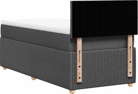 vidaXL Κρεβάτι Boxspring με Στρώμα Σκούρο Γκρι 90x190 εκ. Υφασμάτινο