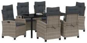 vidaXL Σέτ φαγητού για κήπο 7 pcs Γκρι συνθετικό ρατάν