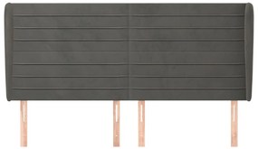 vidaXL Κεφαλάρι με Πτερύγια Σκούρο Γκρι 183x23x118/128 εκ. Βελούδινο