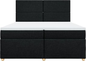 vidaXL Κρεβάτι Boxspring με Στρώμα Μαύρο 200x200 εκ. Υφασμάτινο