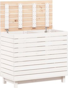 vidaXL Καλάθι Ρούχων Λευκό 88,5x44x76 εκ. από Μασίφ Ξύλο Πεύκου