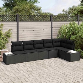 vidaXL Σετ Καναπέ Κήπου με μαξιλάρι 6 pcs Μαύρο Πολυ ράταν