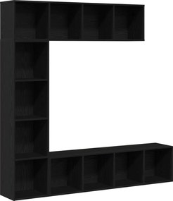 vidaXL Ράφι Βιβλίων 3 pcs Μαύρη Οξυά 36 x 30 x 143 cm