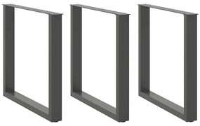 Πόδια Τραπεζαρίας σε Σχήμα U 3 τεμ. Ανθρακί 90x(72-73) εκ. Ατσάλι