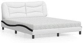 Κρεβάτι με Στρώμα Μαύρο/Λευκό 160x200 εκ. από Συνθετικό Δέρμα - Μαύρο