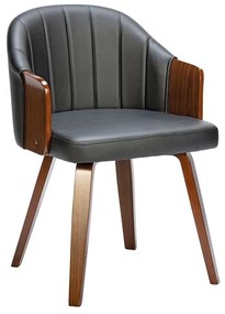 ENZO Πολυθρόνα Τραπεζαρίας Καρυδί, Pu Μαύρο 55x58x78cm Ε7518,1