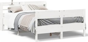 vidaXL Σκελετός Κρεβ. Χωρίς Στρώμα Λευκό 135x190 εκ Μασίφ Πεύκο