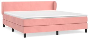 vidaXL Κρεβάτι Boxspring με Στρώμα Ροζ 180x200 εκ. Βελούδινο