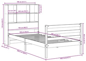 ΚΡΕΒΑΤΙ ΒΙΒΛΙΟΘΗΚΗ ΧΩΡΙΣ ΣΤΡΩΜΑ 100X200 ΕΚ. ΜΑΣΙΦ ΞΥΛΟ ΠΕΥΚΟ 3321896