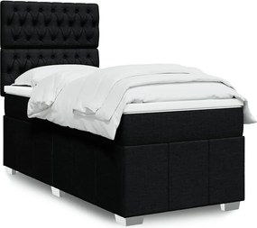 vidaXL Κρεβάτι Boxspring με Στρώμα Μαύρο 100 x 200 εκ. Υφασμάτινο
