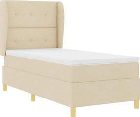 vidaXL Κρεβάτι με ελατήρια με στρώμα Κρεμ 190 x 90 cm ύφασμα