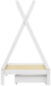 Παιδικό κρεβάτι Lalitto τ.Montessori με 2 συρτάρια pakoworld ξύλο πεύκου σε λευκή απόχρωση 90x190εκ