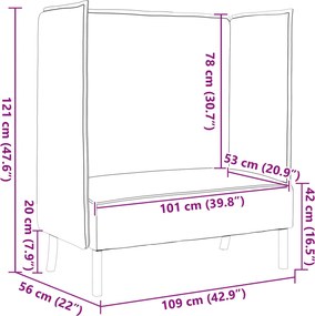 vidaXL Καναπές Υψηλής Πλάτης 101cm Σκούρο γκρι ύφασμα