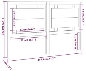 vidaXL Κεφαλάρι Κρεβατιού 155,5 x 4 x 100 εκ. από Μασίφ Ξύλο Πεύκου