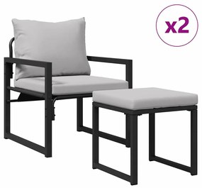 vidaXL Εξωτερικά Έπιπλα με μαξιλάρι 4 pcs Ανοιχτό γκρι Πολυεστέρας