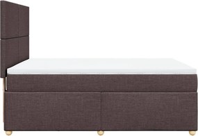 vidaXL Κρεβάτι Boxspring με Στρώμα Σκούρο Καφέ 140x190 εκ. Υφασμάτινο