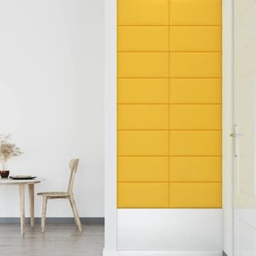 Πάνελ Τοίχου 12 τεμ. Κίτρινος 60x30 εκ 2,16 μ² Βελούδο - Κίτρινο